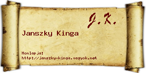 Janszky Kinga névjegykártya